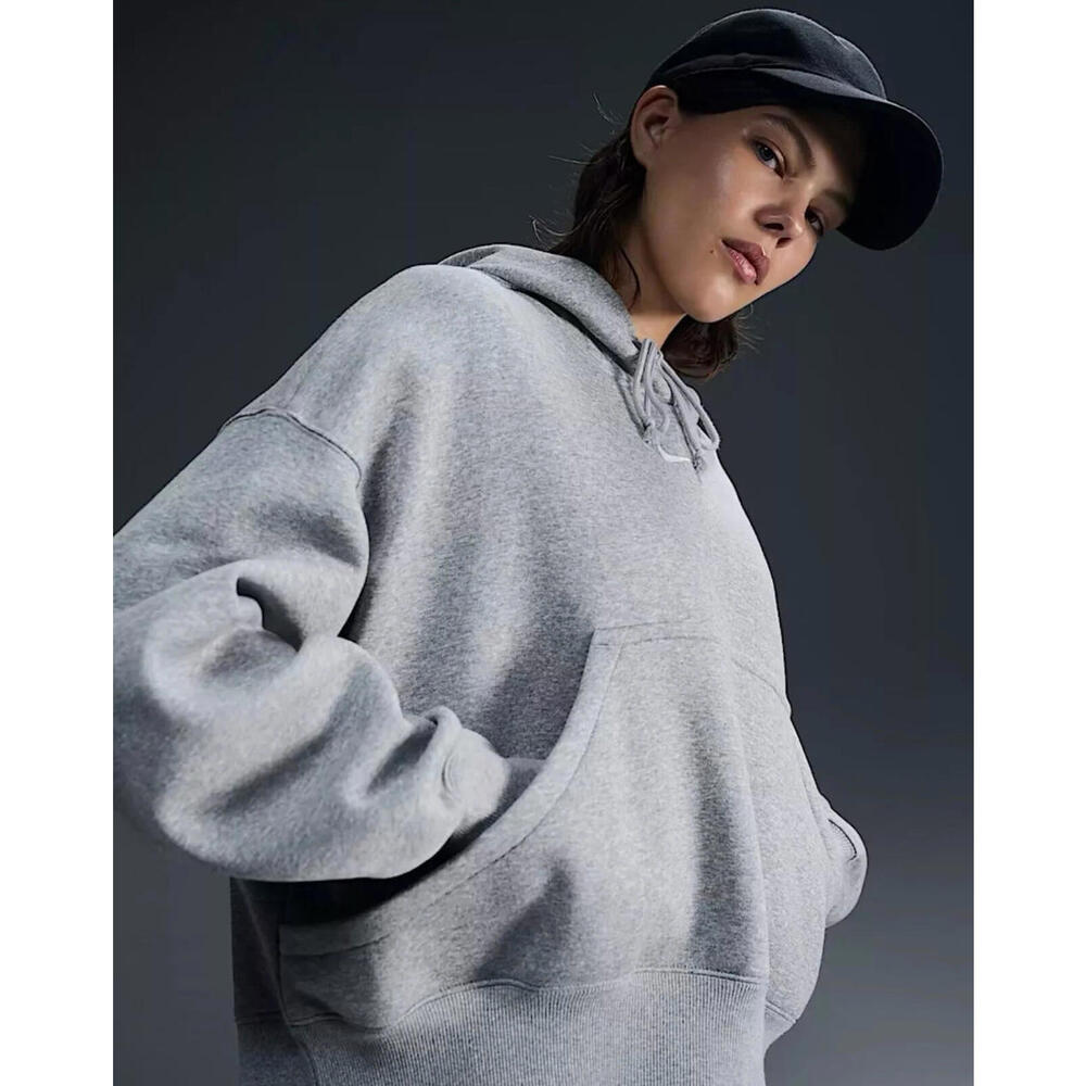 NWT Nike Women's Phoenix Fleece Oversized Pullover Hoodie Gray DQ5858-063 XS